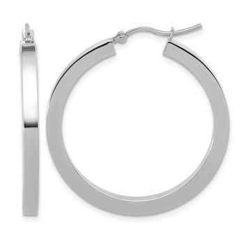Leslie's 10k White Gold 3mm Polished Square Tube Hoop Earrings