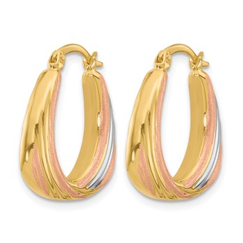 Leslie's 10K Two-tone w/White Rhodium Polished and Satin Hoop Earrings — alternate view