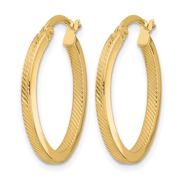 Leslie's 10K Polished and Textured Oval Hoop Earrings — alternate view