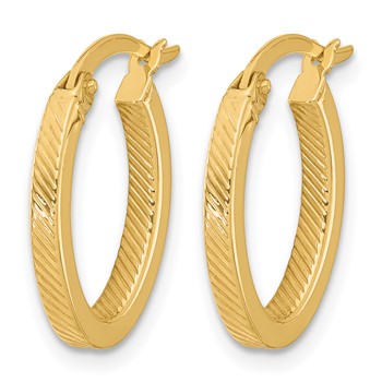 Leslie's 10K Polished and Textured Oval Hoop Earrings — alternate view