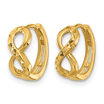 Leslie's 10K Polished and Diamond-cut Infinity Huggie Hoop Earrings — alternate view