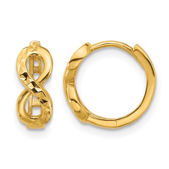 Leslie's 10K Polished and Diamond-cut Infinity Huggie Hoop Earrings