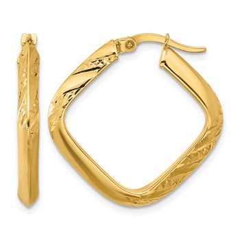 Leslie's 10K Polished and Diamond-cut Square Hoop Earrings