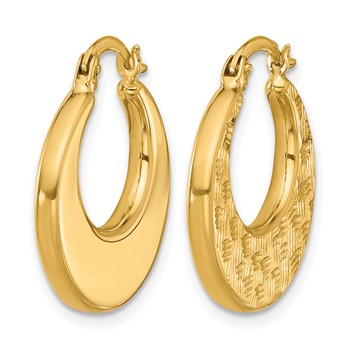 Leslie's 10K Polished and Diamond-cut Fancy Hoop Earrings — alternate view