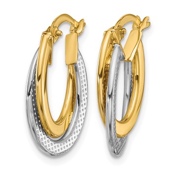 Leslie's 10K with Rhodium Polished and Textured Fancy Hoop Earrings — alternate view