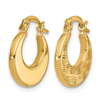 Leslie's 10K Polished and Diamond-cut Fancy Hoop Earrings — alternate view