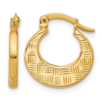 Leslie's 10K Polished and Diamond-cut Fancy Hoop Earrings