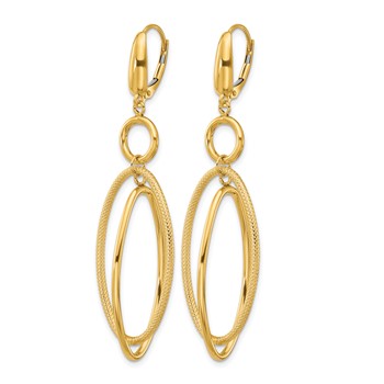 Leslie's 10k Polished and Textured Oval Dangle Leverback Earrings — alternate view
