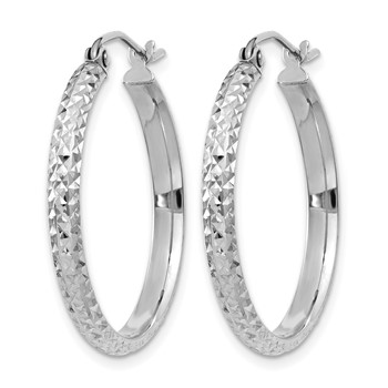 Leslie's 10k White Gold D/C 2.8x25mm Hollow Hoop Earrings — alternate view