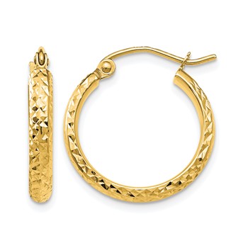 Leslie's 10k D/C 2.8x18mm Hollow Hoop Earrings