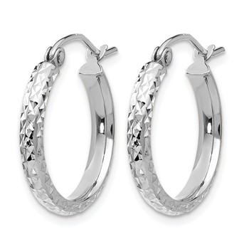 Leslie's 10k White Gold D/C 2.8x18mm Hollow Hoop Earrings — alternate view