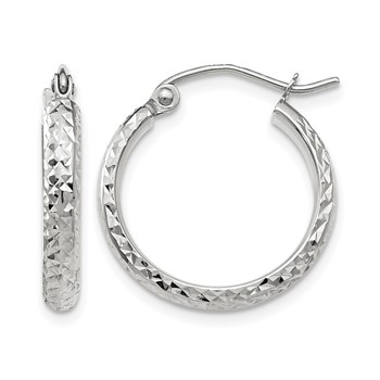Leslie's 10k White Gold D/C 2.8x18mm Hollow Hoop Earrings