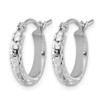Leslie's 10k White Gold D/C 2.8x15mm Hollow Hoop Earrings — alternate view