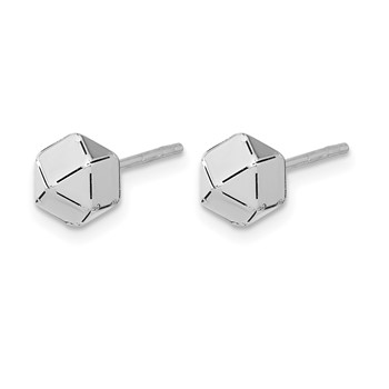 Leslie's 10K White Gold Polished Geometric Ball Post Earrings — alternate view