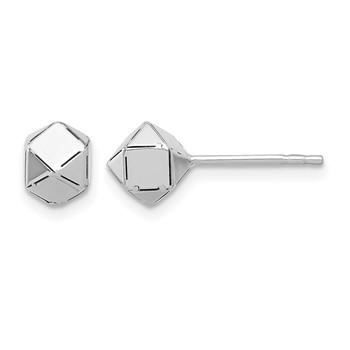 Leslie's 10K White Gold Polished Geometric Ball Post Earrings