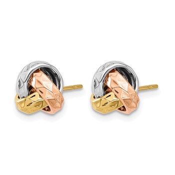 Leslie's 10K Tri-color Polished and Textured Love Knot Post Earrings — alternate view