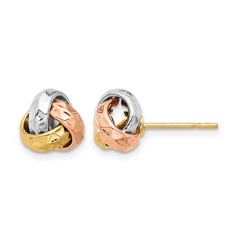 Leslie's 10K Tri-color Polished and Textured Love Knot Post Earrings