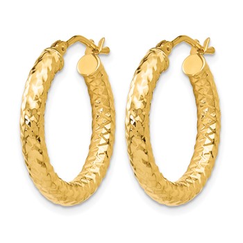 Leslie's 10K ForeverLite Polished and Textured Hoop Earrings — alternate view