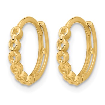 Leslie's 10K Polished Round Link Pattern Huggie Hoop Earrings — alternate view
