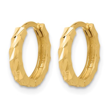 Leslie's 10K Polished and Diamond-cut Huggie Hoop Earrings — alternate view