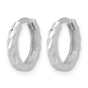 Leslie's 10K White Gold Polished and Diamond-cut Huggie Hoop Earrings — alternate view