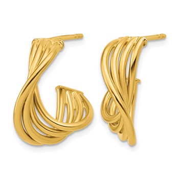 Leslie's 10K Polished 3-Row Twist J-Hoop Post Earrings — alternate view