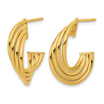 Leslie's 10K Polished 3-Row Twist J-Hoop Post Earrings — alternate view