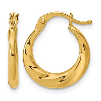 Leslie's 10K Polished Textured Hoop Earrings