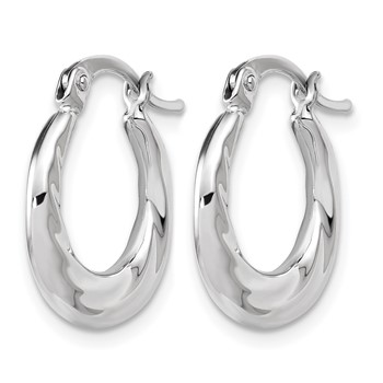 Leslie's 10K White Gold Polished and Grooved Hoop Earrings — alternate view
