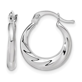 Leslie's 10K White Gold Polished and Grooved Hoop Earrings