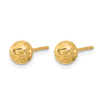 Leslie's 10K Polished/Satin and Diamond-cut Ball Post Earrings — alternate view