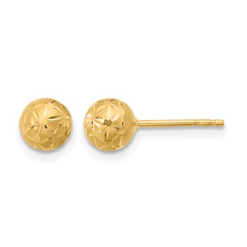 Leslie's 10K Polished/Satin and Diamond-cut Ball Post Earrings