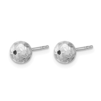 Leslie's 10K White Gold Polished/Satin and Diamond-cut Ball Post Earrings — alternate view