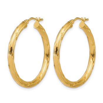 Leslie's 10K Polished and Grooved Round Hoop Earrings — alternate view