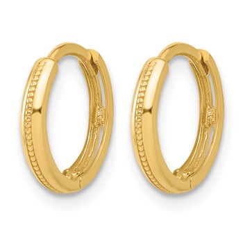 Leslie's 10K Polished and Textured Huggie Hoop Earrings — alternate view