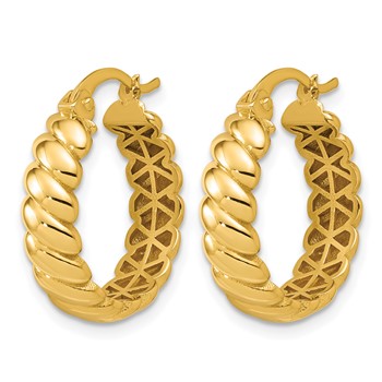 Leslie's 10K Polished and Grooved Round Hoop Earrings — alternate view