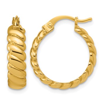Leslie's 10K Polished and Grooved Round Hoop Earrings