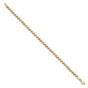 Leslie's 10k Tri-color Polished and D/C Fancy Link Bracelet — alternate view