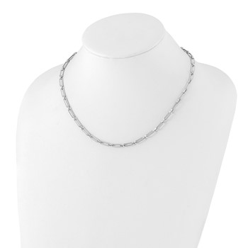 Leslie's 10K White Gold Polished Flat Oval Link Necklace — alternate view