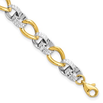 Leslie's 10K Two-tone Polished and D/C Link Bracelet