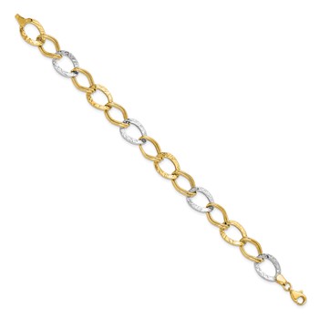 Leslie's 10K Two-tone Polished and Textured Link Bracelet — alternate view