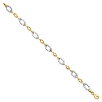 Leslie's 10K Two-tone Polished and Textured Link Bracelet — alternate view