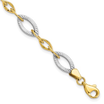 Leslie's 10K Two-tone Polished and Textured Link Bracelet