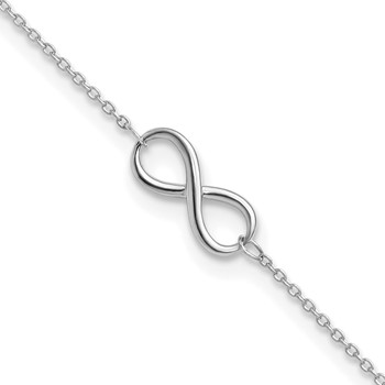 Leslie's 10K White Gold Polished Infinity 9 inch Plus 1 inch Extender - Total 10 inch Anklet