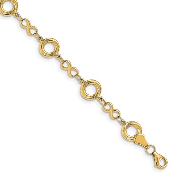 Leslie's 10K Polished Textured Infinity Link Bracelet