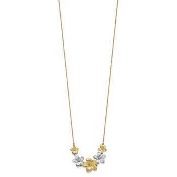 Leslie's 10K Two-tone Polished and Brushed D/C Flower Necklace — alternate view