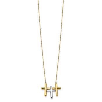 Leslie's 10K Two-tone Polished 3-Cross Necklace — alternate view