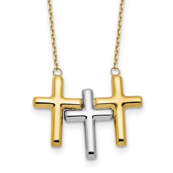 Leslie's 10K Two-tone Polished 3-Cross Necklace
