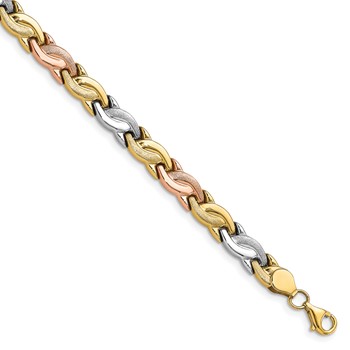 Leslie's 10K Tri-color Polished and Brushed Bracelet