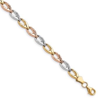 Leslie's 10K Tri-color Polished D/C Bracelet